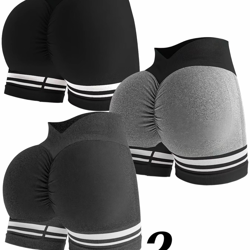 Seamless Ruched Booty Shorts - Black & Gray Duo